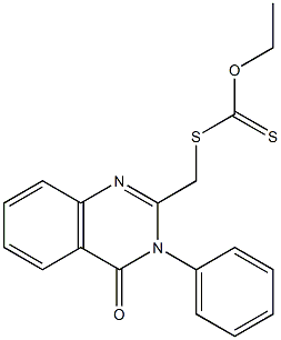 O-ethyl S-[(4-oxo-3-phenyl-3,4-dihydro-2-quinazolinyl)methyl] dithiocarbonate Struktur