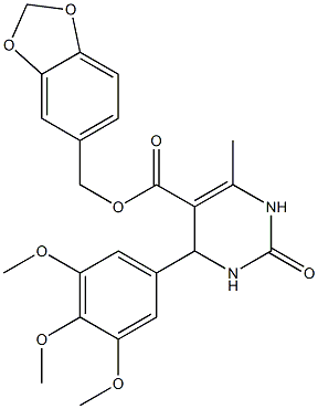 1,3-benzodioxol-5-ylmethyl 6-methyl-2-oxo-4-(3,4,5-trimethoxyphenyl)-1,2,3,4-tetrahydro-5-pyrimidinecarboxylate Struktur