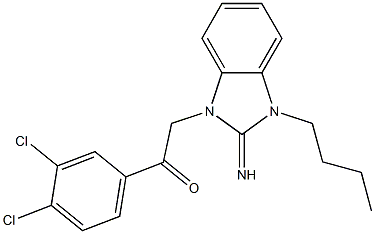 2-(3-butyl-2-imino-2,3-dihydro-1H-benzimidazol-1-yl)-1-(3,4-dichlorophenyl)ethanone Struktur