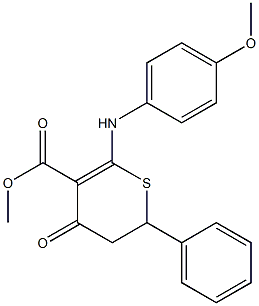 methyl 6-(4-methoxyanilino)-4-oxo-2-phenyl-3,4-dihydro-2H-thiopyran-5-carboxylate Struktur