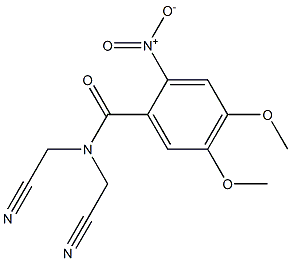 N,N-bis(cyanomethyl)-2-nitro-4,5-dimethoxybenzamide Struktur