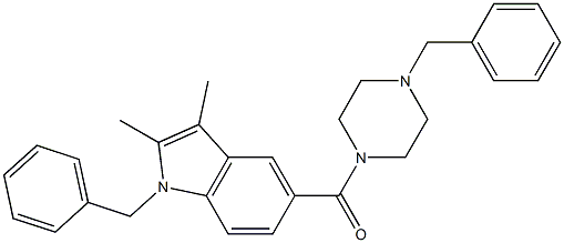 1-benzyl-5-[(4-benzyl-1-piperazinyl)carbonyl]-2,3-dimethyl-1H-indole Struktur