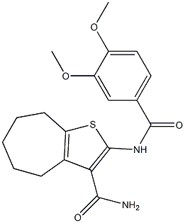 2-[(3,4-dimethoxybenzoyl)amino]-5,6,7,8-tetrahydro-4H-cyclohepta[b]thiophene-3-carboxamide Struktur