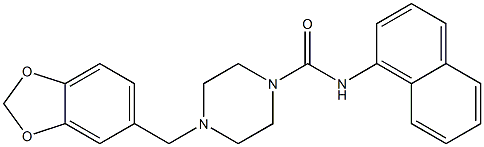 4-(1,3-benzodioxol-5-ylmethyl)-N-(1-naphthyl)-1-piperazinecarboxamide Struktur