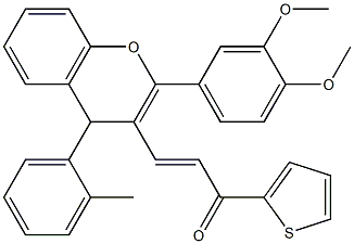 3-[2-(3,4-dimethoxyphenyl)-4-(2-methylphenyl)-4H-chromen-3-yl]-1-(2-thienyl)-2-propen-1-one Struktur