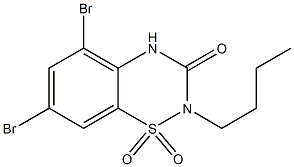 5,7-dibromo-2-butyl-2H-1,2,4-benzothiadiazin-3(4H)-one 1,1-dioxide Struktur