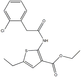 ethyl 2-{[(2-chlorophenyl)acetyl]amino}-5-ethyl-3-thiophenecarboxylate Struktur