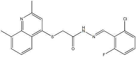 N'-(2-chloro-6-fluorobenzylidene)-2-[(2,8-dimethyl-4-quinolinyl)sulfanyl]acetohydrazide Struktur