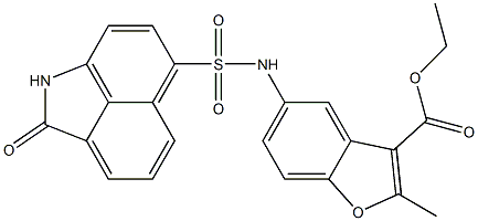 ethyl 2-methyl-5-{[(2-oxo-1,2-dihydrobenzo[cd]indol-6-yl)sulfonyl]amino}-1-benzofuran-3-carboxylate Struktur