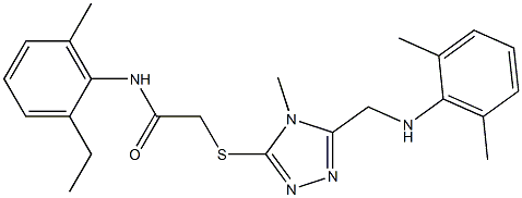 2-[(5-{[(2,6-dimethylphenyl)amino]methyl}-4-methyl-4H-1,2,4-triazol-3-yl)sulfanyl]-N-(2-ethyl-6-methylphenyl)acetamide Struktur