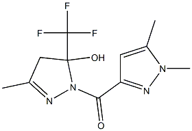 1-[(1,5-dimethyl-1H-pyrazol-3-yl)carbonyl]-3-methyl-5-(trifluoromethyl)-4,5-dihydro-1H-pyrazol-5-ol Struktur