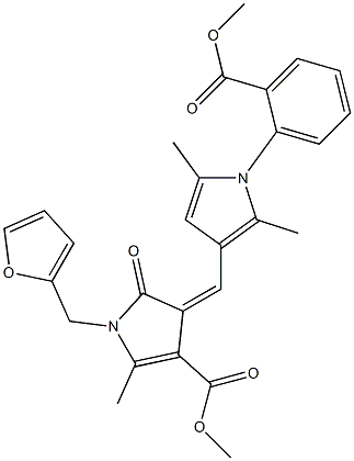 methyl 1-(2-furylmethyl)-4-({1-[2-(methoxycarbonyl)phenyl]-2,5-dimethyl-1H-pyrrol-3-yl}methylene)-2-methyl-5-oxo-4,5-dihydro-1H-pyrrole-3-carboxylate Struktur