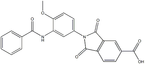 2-[3-(benzoylamino)-4-methoxyphenyl]-1,3-dioxo-5-isoindolinecarboxylic acid Struktur