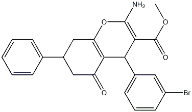 methyl 2-amino-4-(3-bromophenyl)-5-oxo-7-phenyl-5,6,7,8-tetrahydro-4H-chromene-3-carboxylate Struktur