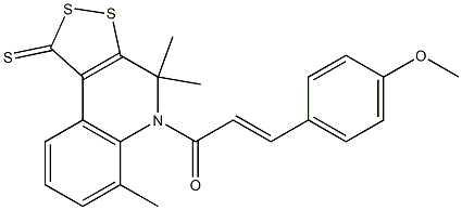 5-[3-(4-methoxyphenyl)acryloyl]-4,4,6-trimethyl-4,5-dihydro-1H-[1,2]dithiolo[3,4-c]quinoline-1-thione Struktur