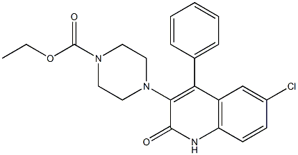 ethyl 4-(6-chloro-2-oxo-4-phenyl-1,2-dihydro-3-quinolinyl)-1-piperazinecarboxylate Struktur