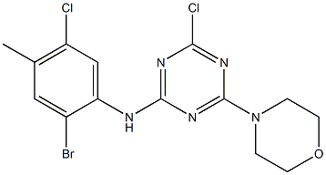 N-(2-bromo-5-chloro-4-methylphenyl)-4-chloro-6-(4-morpholinyl)-1,3,5-triazin-2-amine Struktur