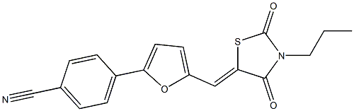 4-{5-[(2,4-dioxo-3-propyl-1,3-thiazolidin-5-ylidene)methyl]-2-furyl}benzonitrile Struktur