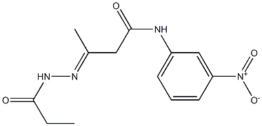 N-{3-nitrophenyl}-3-(propionylhydrazono)butanamide Struktur