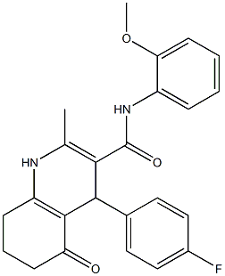 4-(4-fluorophenyl)-2-methyl-N-[2-(methyloxy)phenyl]-5-oxo-1,4,5,6,7,8-hexahydroquinoline-3-carboxamide Struktur