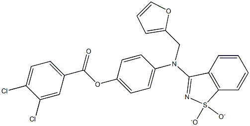 4-[(1,1-dioxido-1,2-benzisothiazol-3-yl)(2-furylmethyl)amino]phenyl 3,4-dichlorobenzoate Struktur