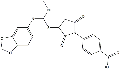 4-(3-{[(1,3-benzodioxol-5-ylimino)(ethylamino)methyl]sulfanyl}-2,5-dioxo-1-pyrrolidinyl)benzoic acid Struktur