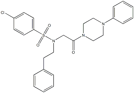 4-chloro-N-[2-oxo-2-(4-phenyl-1-piperazinyl)ethyl]-N-(2-phenylethyl)benzenesulfonamide Struktur