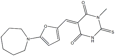 5-{[5-(1-azepanyl)-2-furyl]methylene}-1-methyl-2-thioxodihydro-4,6(1H,5H)-pyrimidinedione Struktur