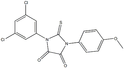 1-(3,5-dichlorophenyl)-3-(4-methoxyphenyl)-2-thioxoimidazolidine-4,5-dione Struktur