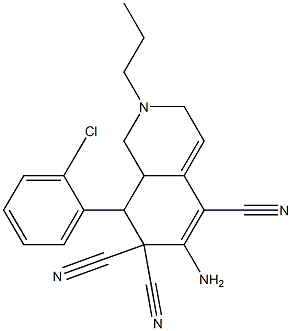 6-amino-8-(2-chlorophenyl)-2-propyl-2,3,8,8a-tetrahydroisoquinoline-5,7,7(1H)-tricarbonitrile Struktur