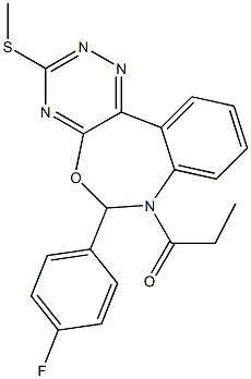 6-(4-fluorophenyl)-3-(methylsulfanyl)-7-propionyl-6,7-dihydro[1,2,4]triazino[5,6-d][3,1]benzoxazepine Struktur