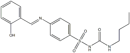 {[(butylamino)carbonyl]amino}(4-{[(E)-(2-hydroxyphenyl)methylidene]amino}phenyl)dioxo-lambda~6~-sulfane Struktur