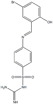 {[amino(imino)methyl]amino}(4-{[(E)-(5-bromo-2-hydroxyphenyl)methylidene]amino}phenyl)dioxo-lambda~6~-sulfane Struktur