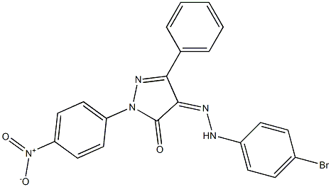 1-(4-nitrophenyl)-3-phenyl-1H-pyrazole-4,5-dione 4-[N-(4-bromophenyl)hydrazone] Struktur