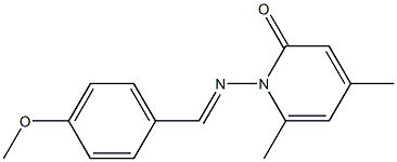 1-{[(E)-(4-methoxyphenyl)methylidene]amino}-4,6-dimethyl-2(1H)-pyridinone Struktur