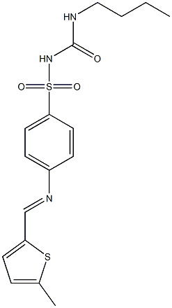 2-({[4-({[(butylamino)carbonyl]amino}sulfonyl)phenyl]imino}methyl)-5-methylthiophene Struktur