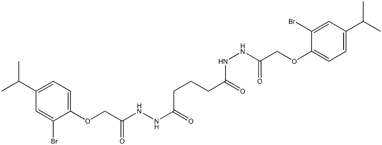 2-(2-bromo-4-isopropylphenoxy)-N'-(5-{2-[2-(2-bromo-4-isopropylphenoxy)acetyl]hydrazino}-5-oxopentanoyl)acetohydrazide Struktur