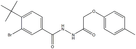 3-bromo-4-(tert-butyl)-N'-[2-(4-methylphenoxy)acetyl]benzohydrazide Struktur