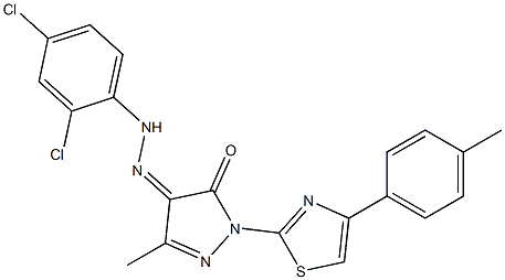 3-methyl-1-[4-(4-methylphenyl)-1,3-thiazol-2-yl]-1H-pyrazole-4,5-dione 4-[N-(2,4-dichlorophenyl)hydrazone] Struktur