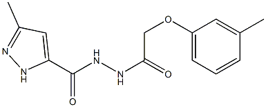 3-methyl-N'-[2-(3-methylphenoxy)acetyl]-1H-pyrazole-5-carbohydrazide Struktur