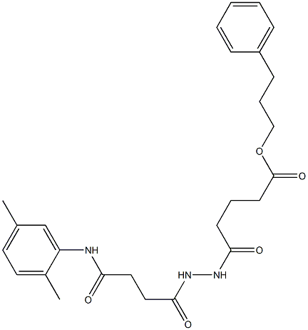 3-phenylpropyl 5-{2-[4-(2,5-dimethylanilino)-4-oxobutanoyl]hydrazino}-5-oxopentanoate Struktur