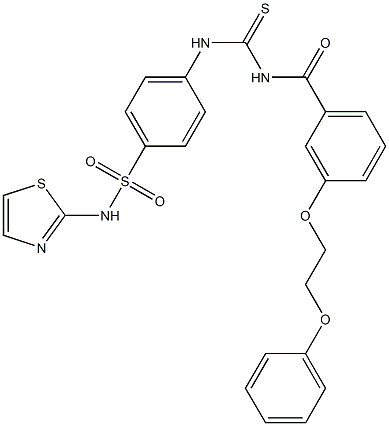 4-[({[3-(2-phenoxyethoxy)benzoyl]amino}carbothioyl)amino]-N-(1,3-thiazol-2-yl)benzenesulfonamide Struktur