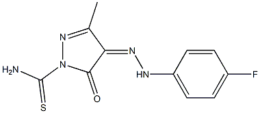 4-[(Z)-2-(4-fluorophenyl)hydrazono]-3-methyl-5-oxo-1H-pyrazole-1(5H)-carbothioamide Struktur