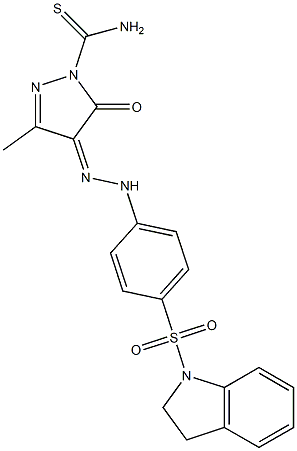 4-{(Z)-2-[4-(2,3-dihydro-1H-indol-1-ylsulfonyl)phenyl]hydrazono}-3-methyl-5-oxo-1H-pyrazole-1(5H)-carbothioamide Struktur