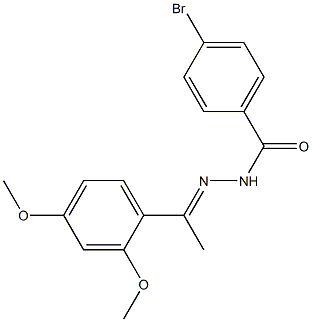 4-bromo-N'-[(E)-1-(2,4-dimethoxyphenyl)ethylidene]benzohydrazide Struktur