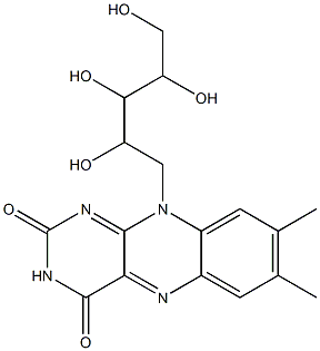 7,8-dimethyl-10-(2,3,4,5-tetrahydroxypentyl)benzo[g]pteridine-2,4(3H,10H)-dione Struktur