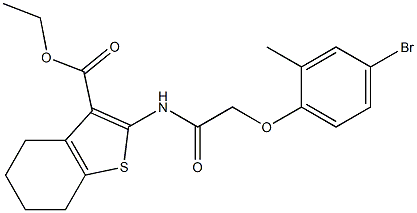 ethyl 2-{[2-(4-bromo-2-methylphenoxy)acetyl]amino}-4,5,6,7-tetrahydro-1-benzothiophene-3-carboxylate Struktur