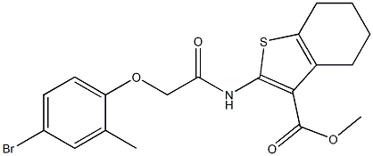 methyl 2-{[2-(4-bromo-2-methylphenoxy)acetyl]amino}-4,5,6,7-tetrahydro-1-benzothiophene-3-carboxylate Struktur