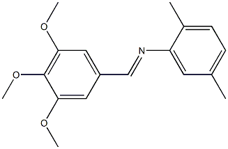 2,5-dimethyl-N-[(E)-(3,4,5-trimethoxyphenyl)methylidene]aniline Struktur