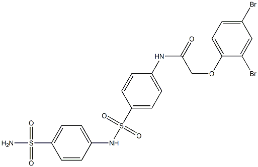 N-(4-{[4-(aminosulfonyl)anilino]sulfonyl}phenyl)-2-(2,4-dibromophenoxy)acetamide Struktur